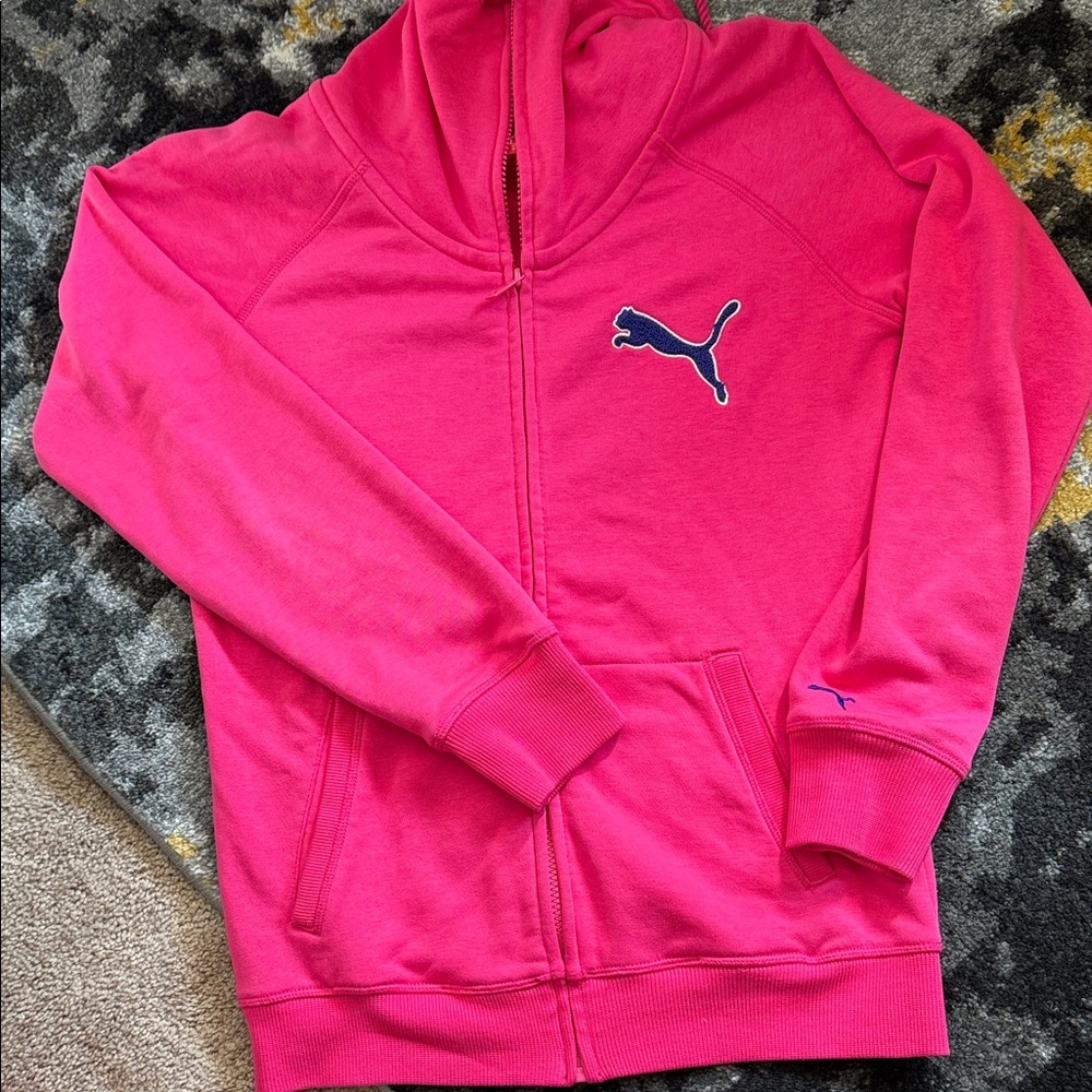 Puma pink zip-up sweatshirt